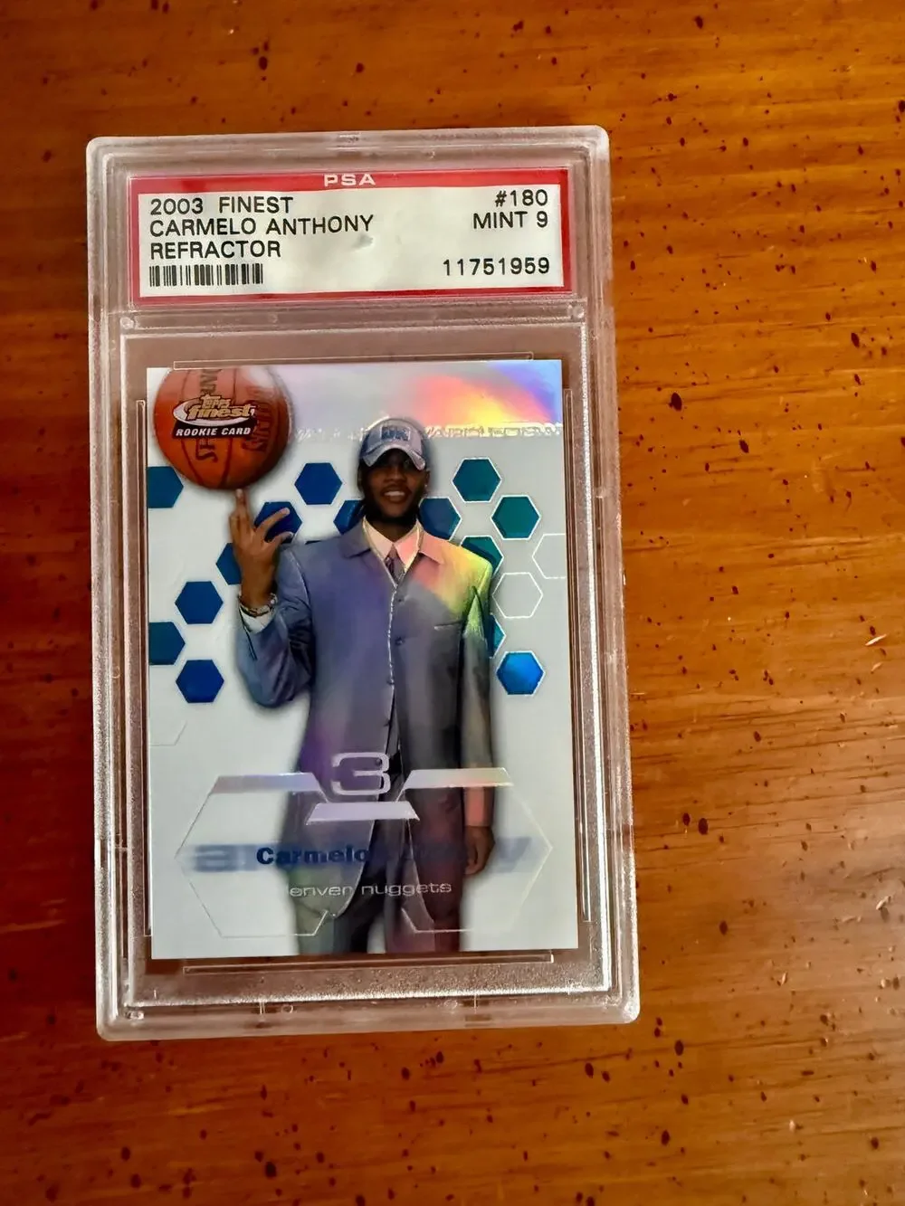 2003 Finest Carmelo Anthony #180 Refractor /250 Rookie RC PSA 9 MINT Nuggets